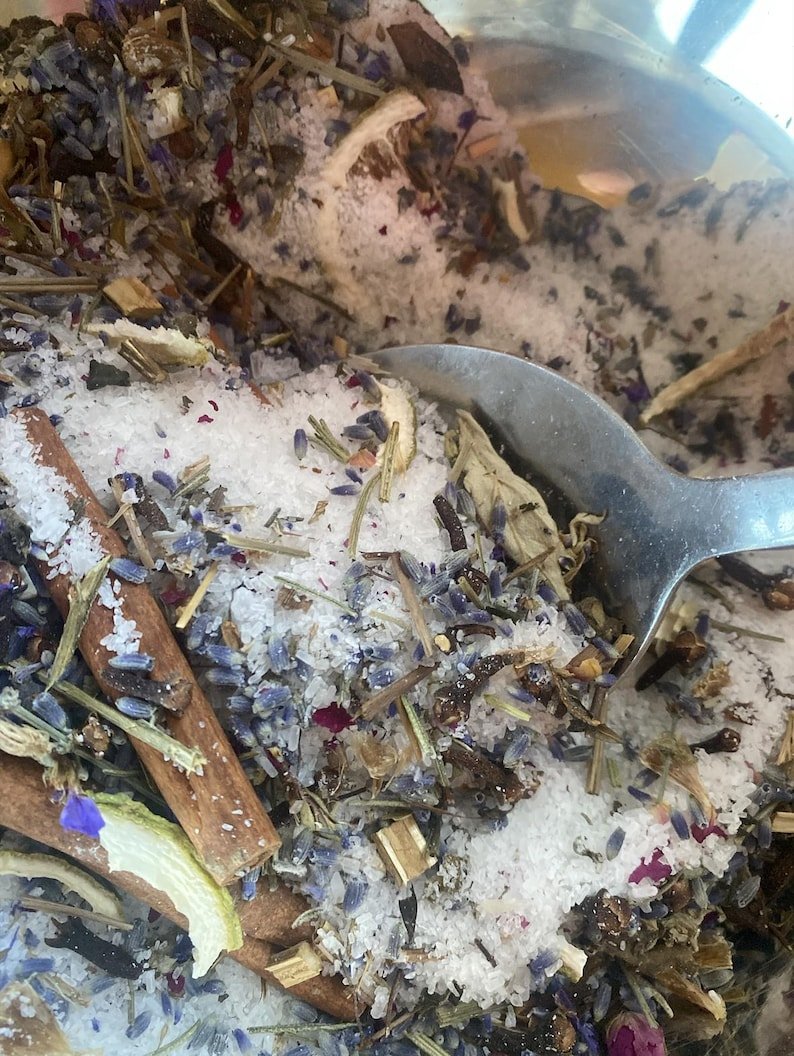 lavender herbal bath tea bags: healing foot soak, botanical salt mix satchet lavender herbal bath tea bags: healing foot soak, botanical salt mix satchet